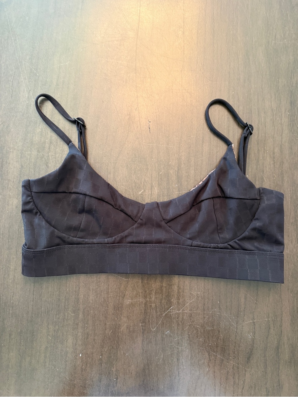 ACACIA Check Jacquard Bikini Top Black Size L